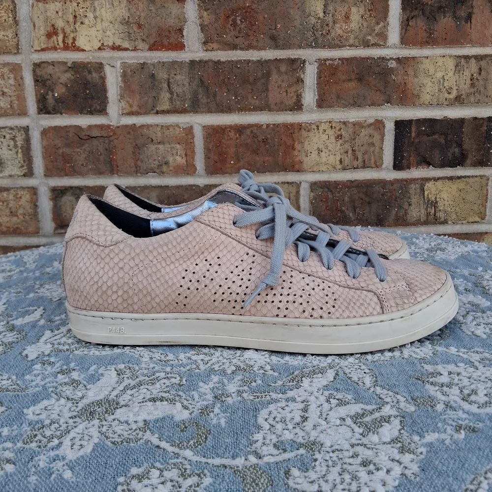 🪱 P448 John Prince Pink Python Snake Print Low Top Sneakers Sz.38/7.5 - Picture 7 of 16